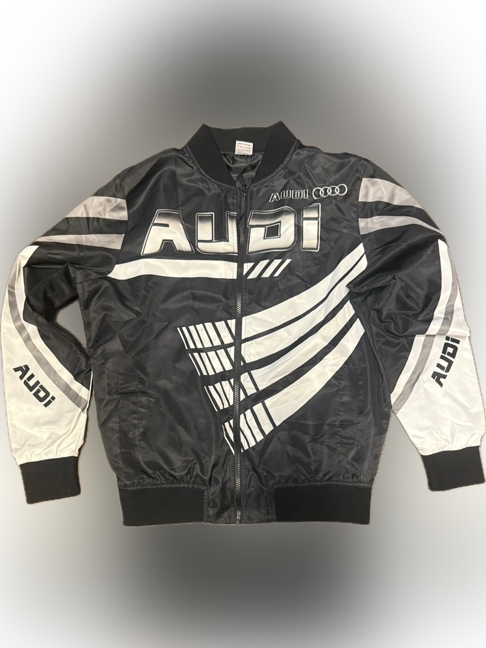 Men’s Bomber Jacket w/ Black & White Audi Lettering | Sz M